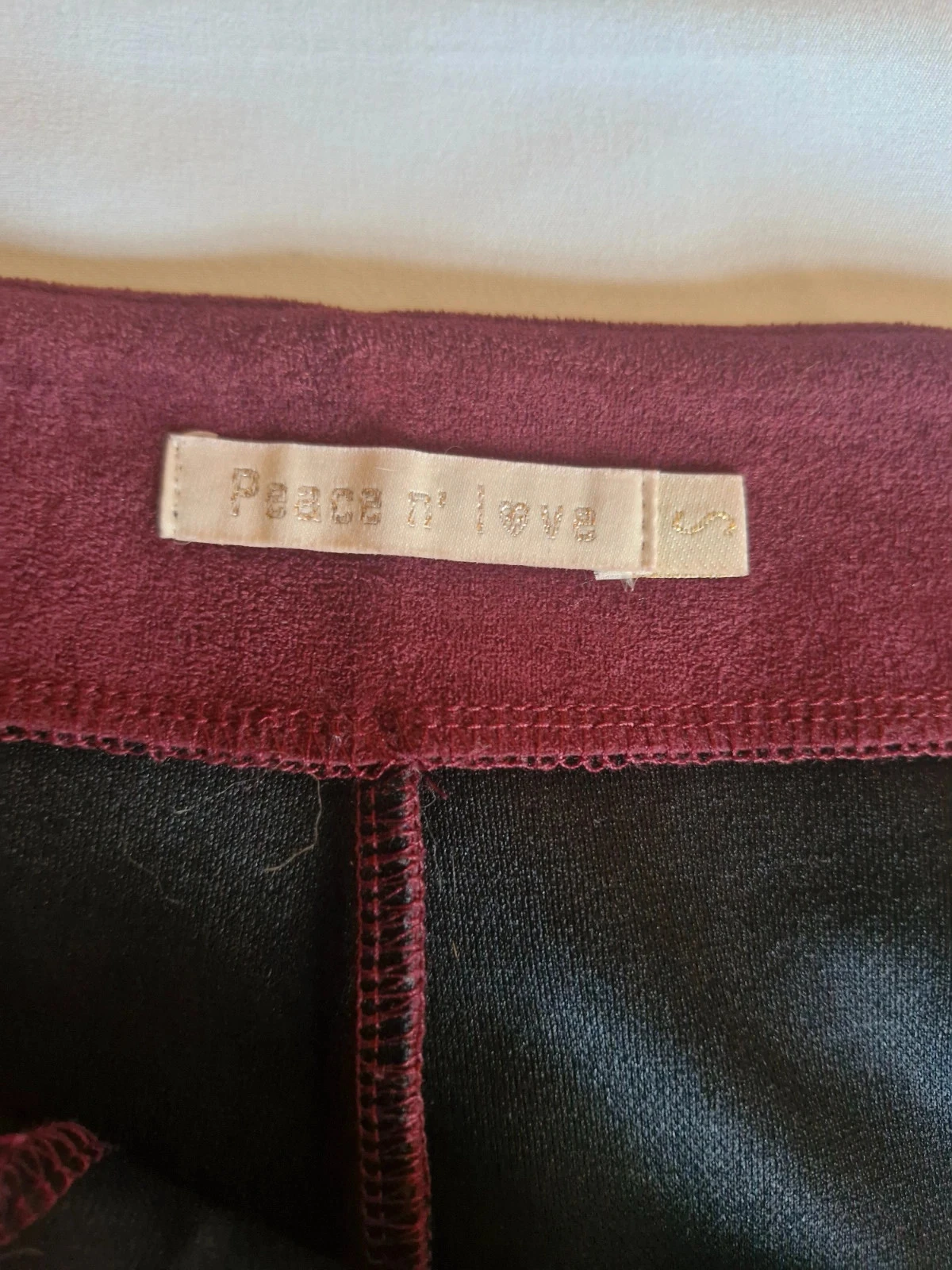 Falda corta efecto ante granate talla S – elegante y de moda – photo 5